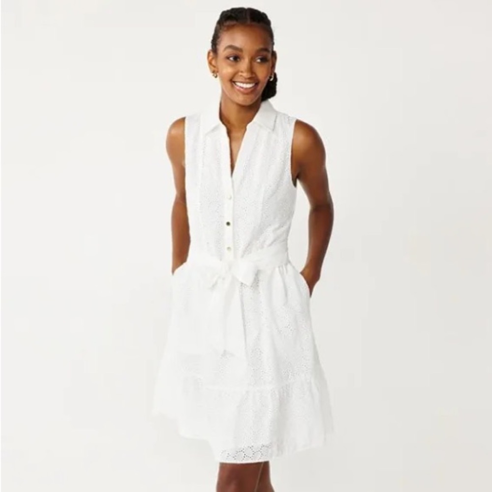 Draper James White Eyelet Shirt Dress | Size XL Draper James RSVP